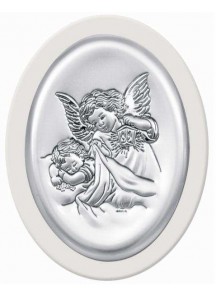 Srebrny Obrazek z Aniołkiem   10x13 cm 