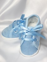 Atłasowe buciki wiązane - niebieskie
