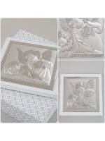 Srebrny obrazek "Pamiątka Chrztu Świętego" 14x14cm