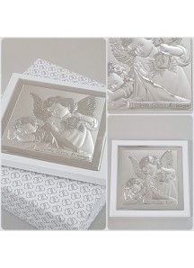 Srebrny obrazek "Pamiątka Chrztu Świętego" 14x14cm