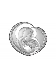 Srebrny Obrazek - Matka Boska  serduszko 13,1x12 cm