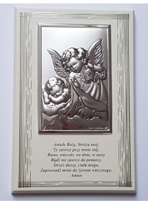 Obrazek Anioł Stróż na drewienku z modlitwą 9x14 cm