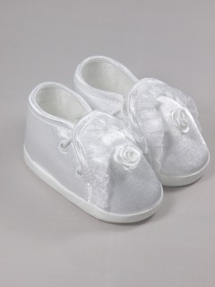 Atłasowe buciki z różyczką Atłasowe buciki z różyczką