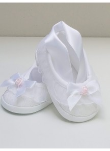 Pantofelki z szarfą-koronkowe