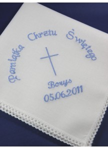 Haftowana szatka do chrztu - chusteczka [1]