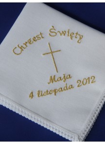 Haftowana szatka do chrztu - chusteczka [5]