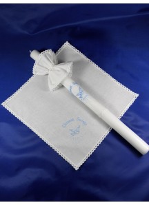 Komplet do chrztu: szatka, świeca i profitka