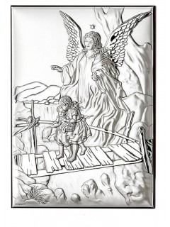 Srebrny obrazek - Anioł Stróż 9x13cm