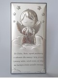 Srebrny obrazek z Aniołkiem i modlitwą 9x18 cm DUŻY Srebrny obrazek z Aniołkiem i modlitwą 9x18 cm DUŻY